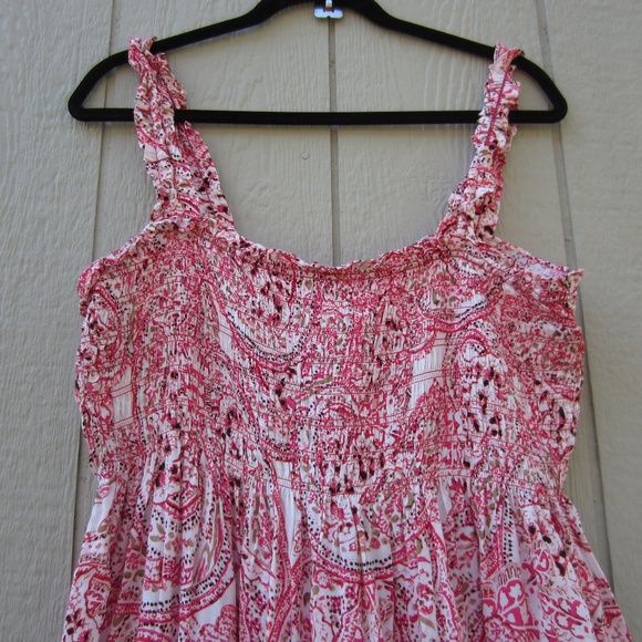 Calvin Klein Dresses Size 14 Burgundy Smocked‎ Slip Floral Flowy Summer Beach - Picture 2 of 14
